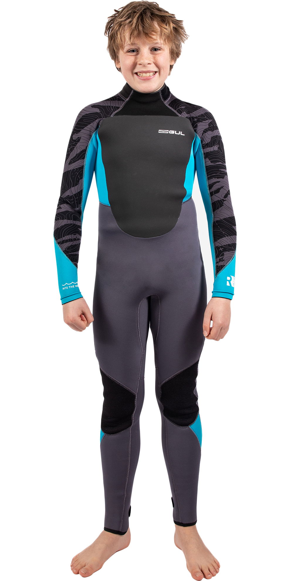 GUL Boys 2023 Response 4/3mm GBS Back Zip Wetsuit - Grey / Cyan | eBay